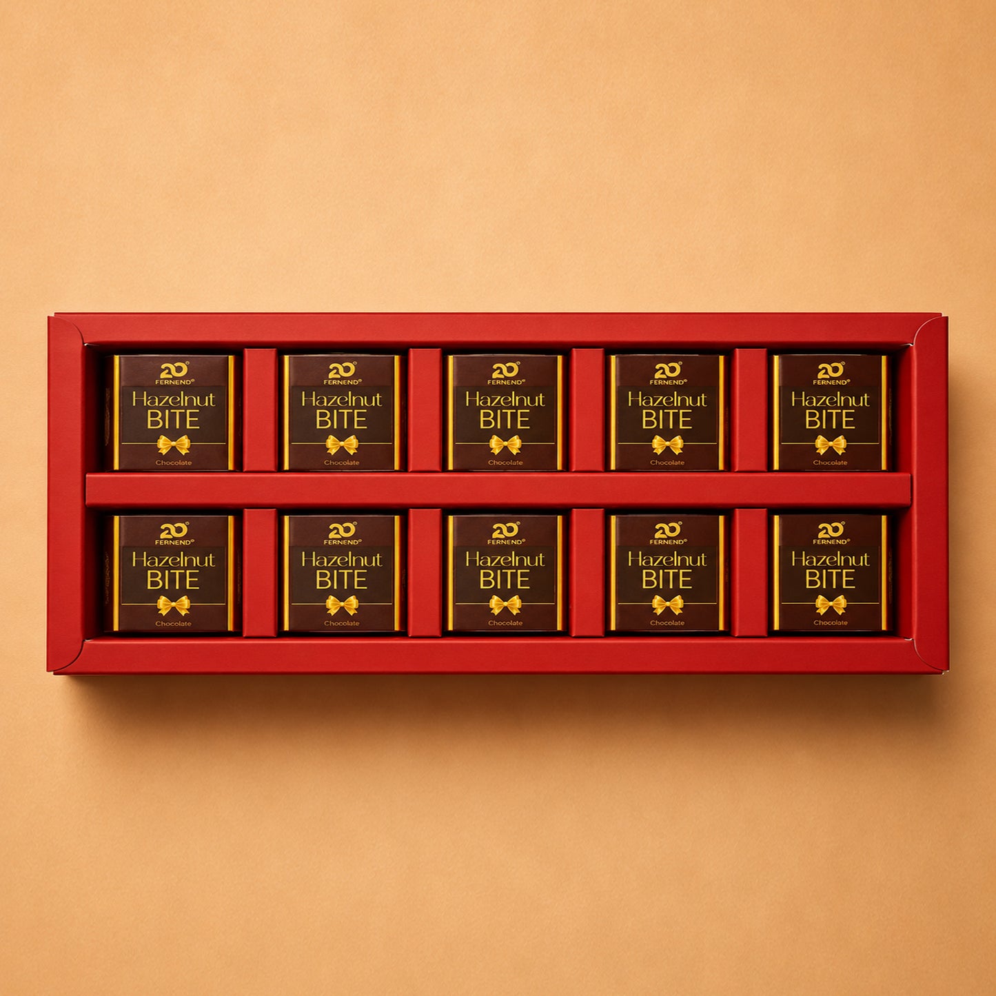 Box of 10 Chocolates/Center filled/Hazelnut